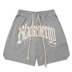 Letter Embroidery Long Drawstring Shorts