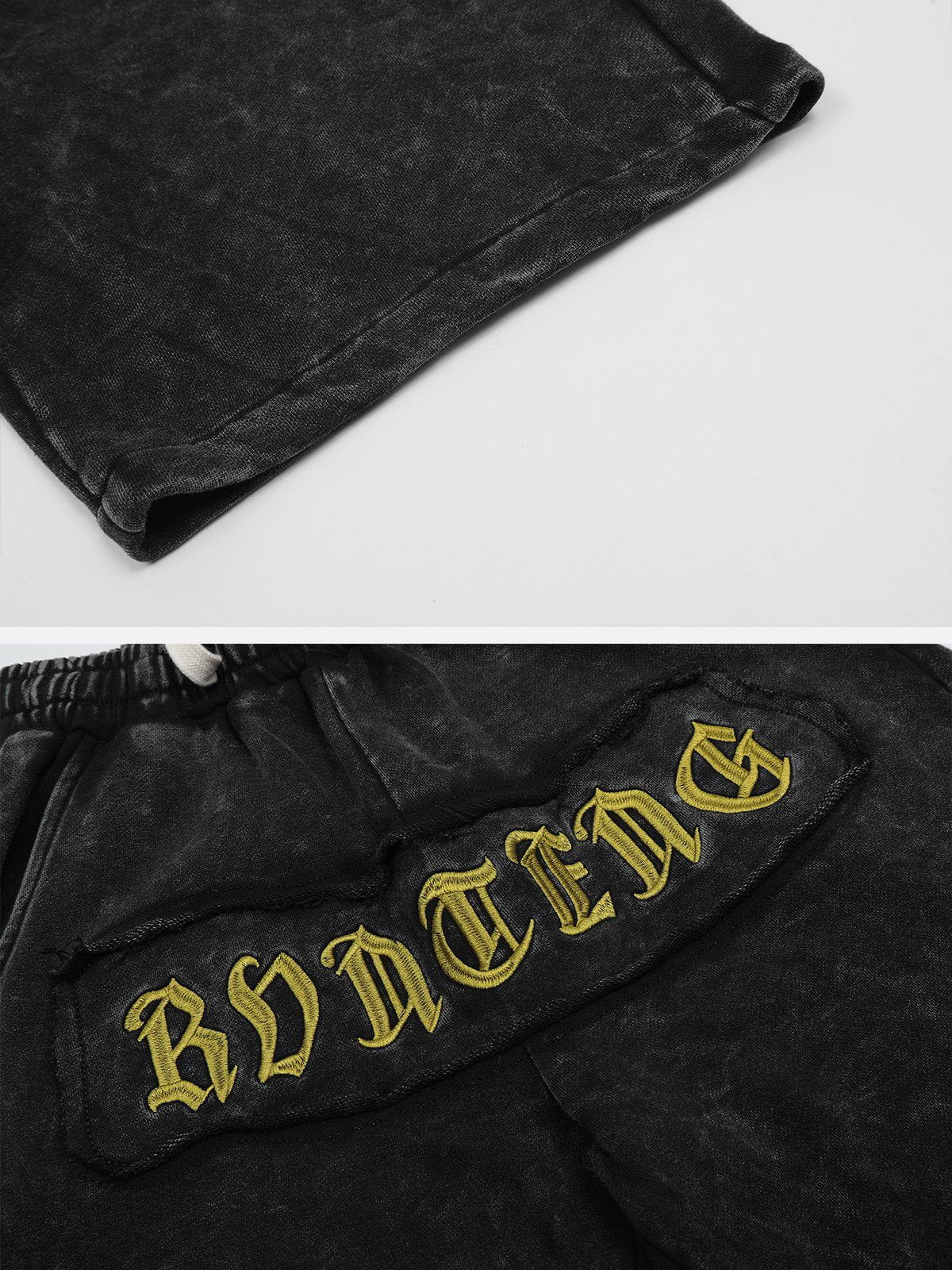 Letter Embroidery Shorts