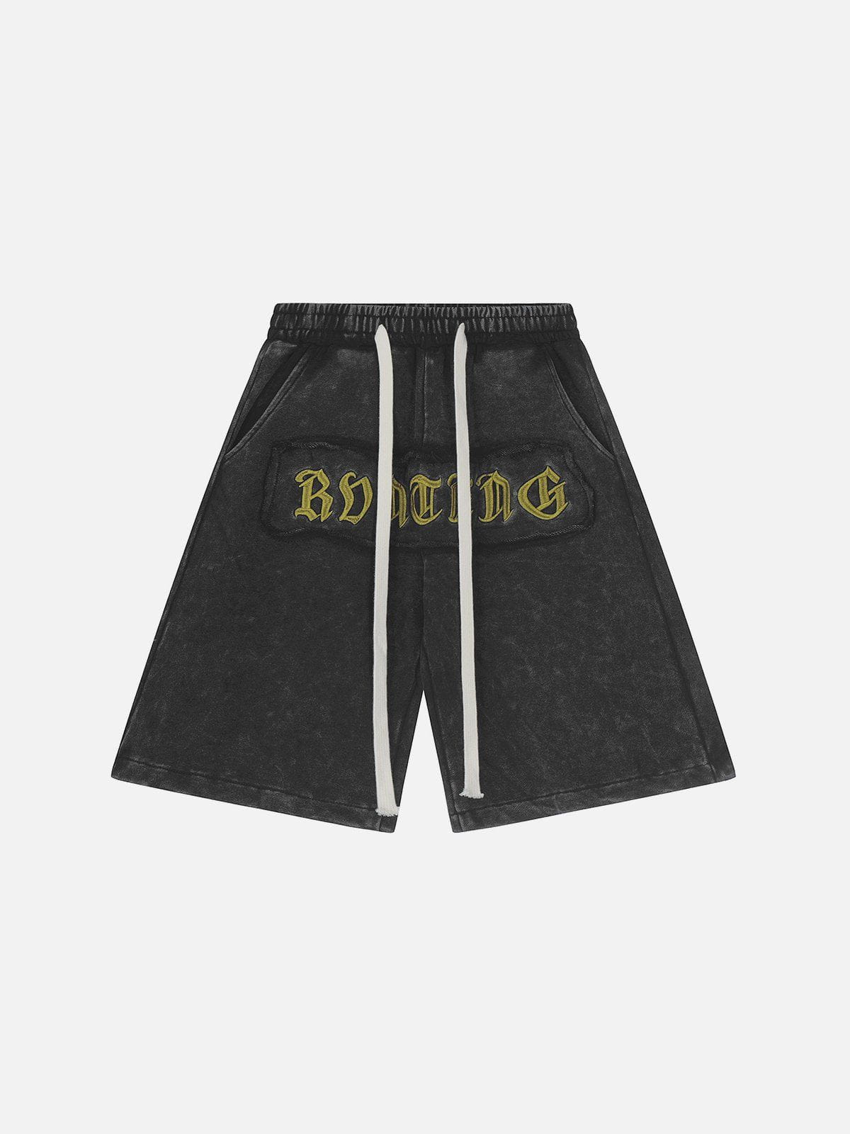 Letter Embroidery Shorts