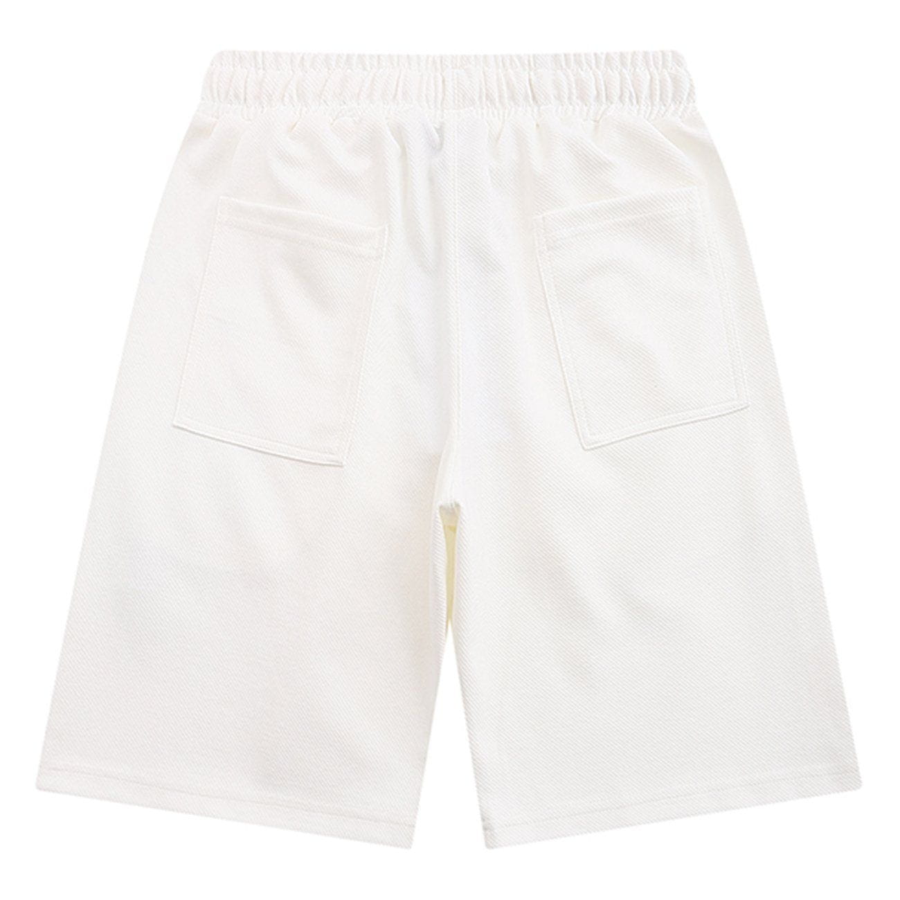 Letter Embroidery Solid Color Shorts