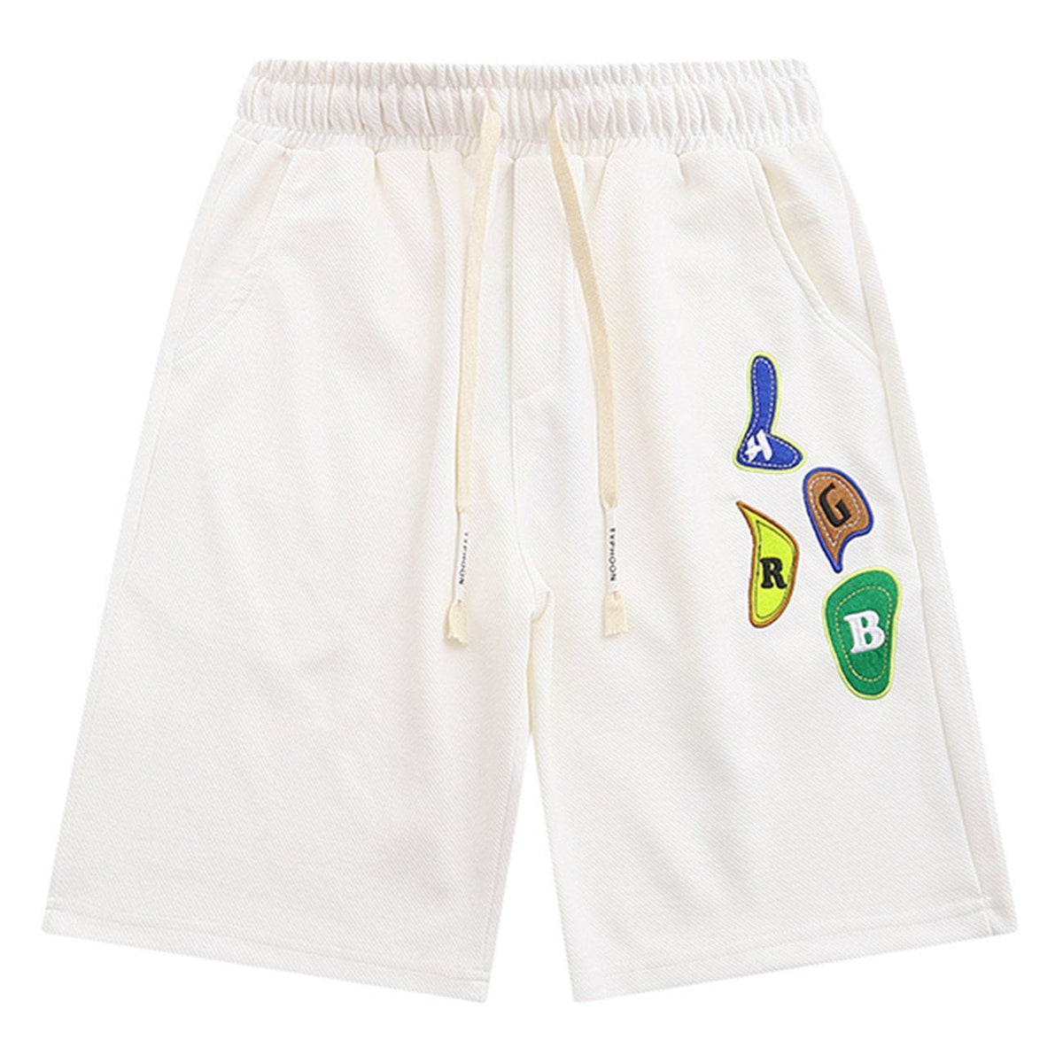 Letter Embroidery Solid Color Shorts