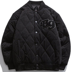 Letter Printed Rhombus Winter Coat