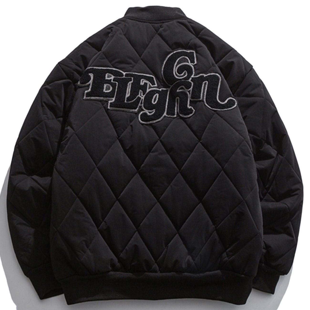 Letter Printed Rhombus Winter Coat