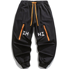 Letter Printed Zipper Design Sweatpants