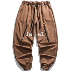 Letter Printed Zipper Design Sweatpants