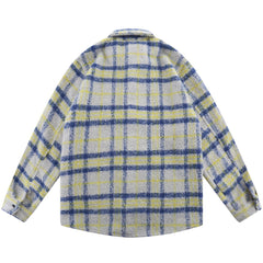 Letter Towel Embroidery Lattice Long-sleeved Shirt