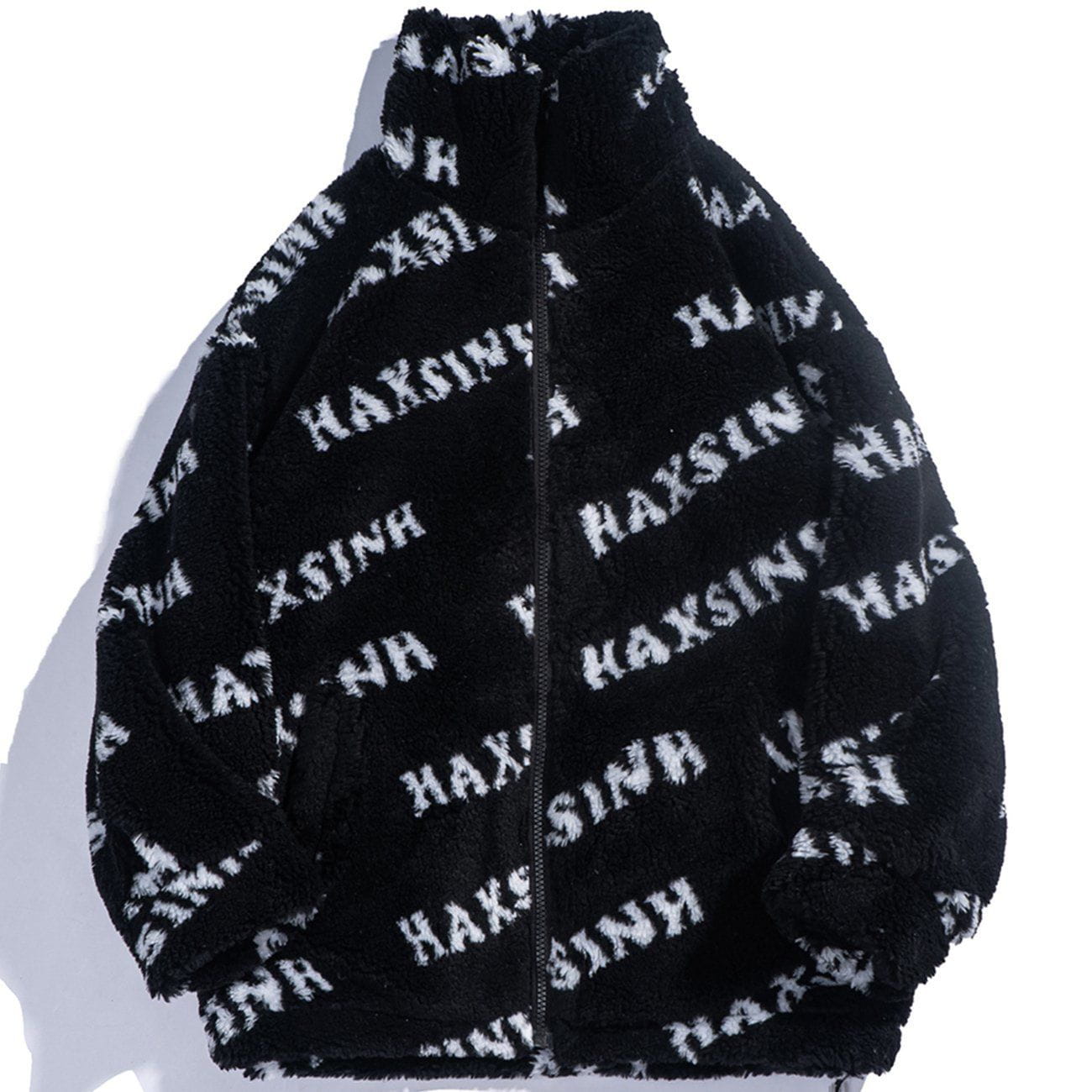 Letters Full Print Sherpa Winter Coat