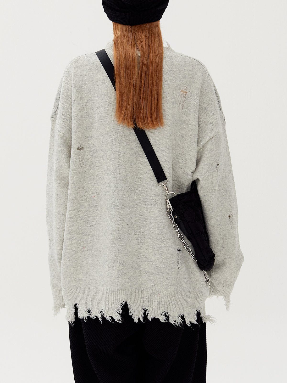 Letters Ripped Hole Sweater