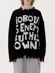 Letters Ripped Hole Sweater