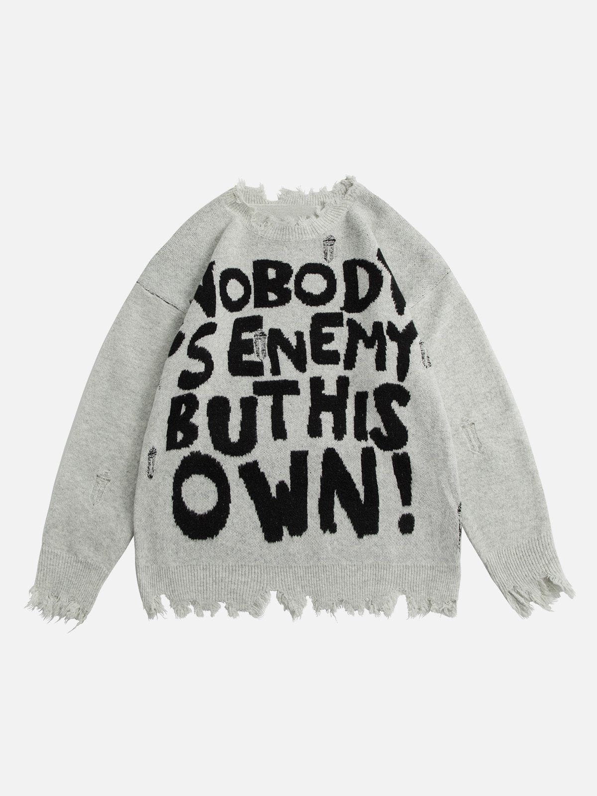 Letters Ripped Hole Sweater