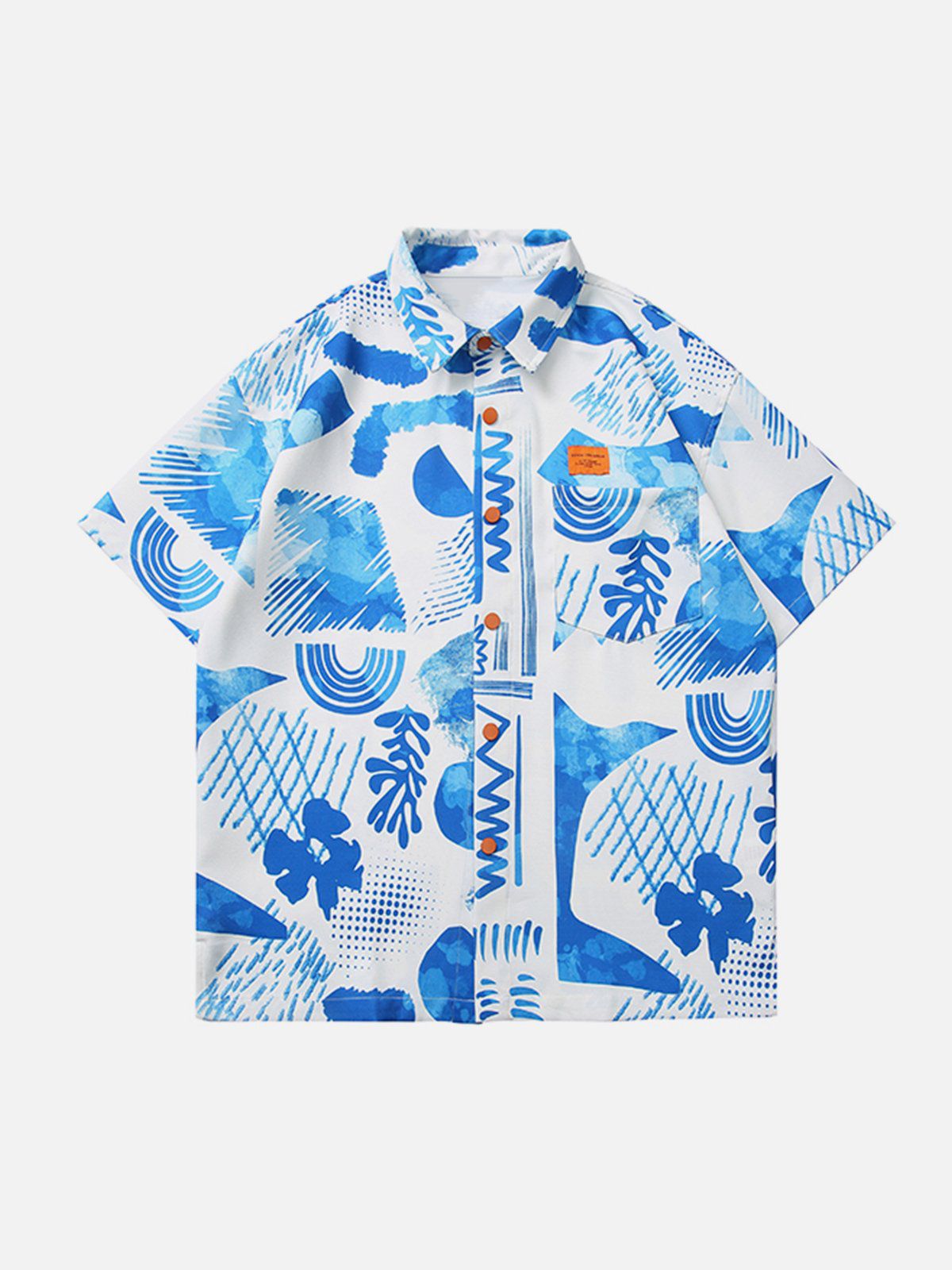 Chemise ample décontractée à manches courtes avec motif graffiti