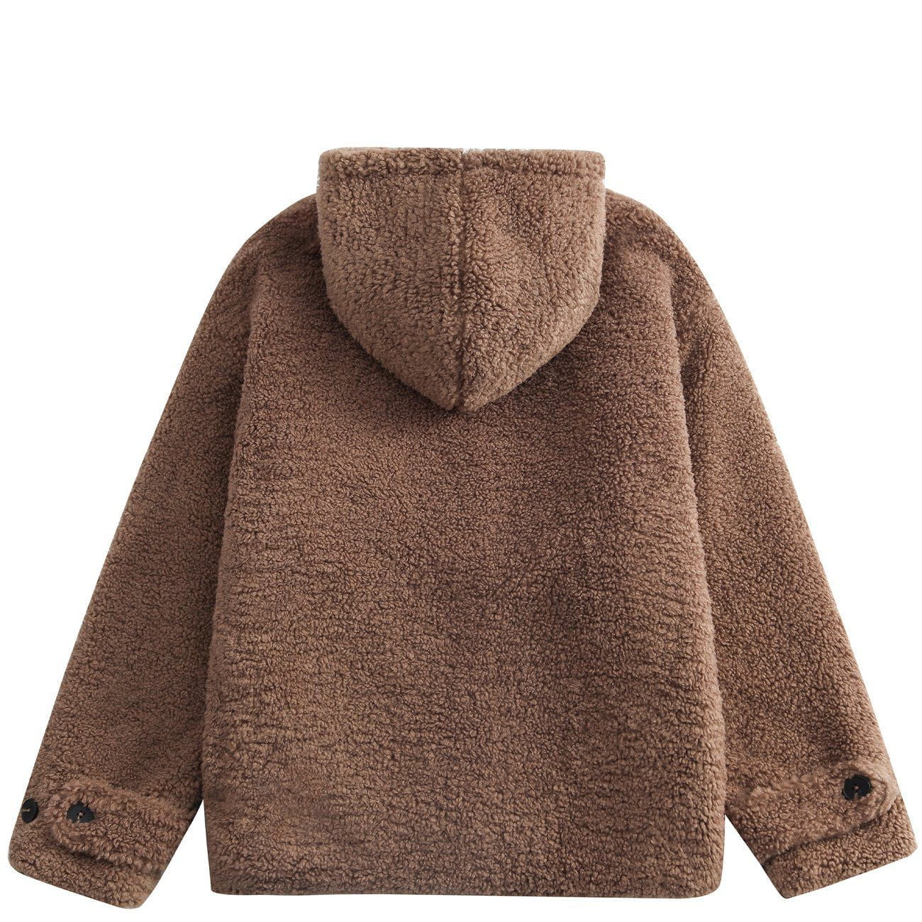 Love Button Hood Sherpa Winter Coat