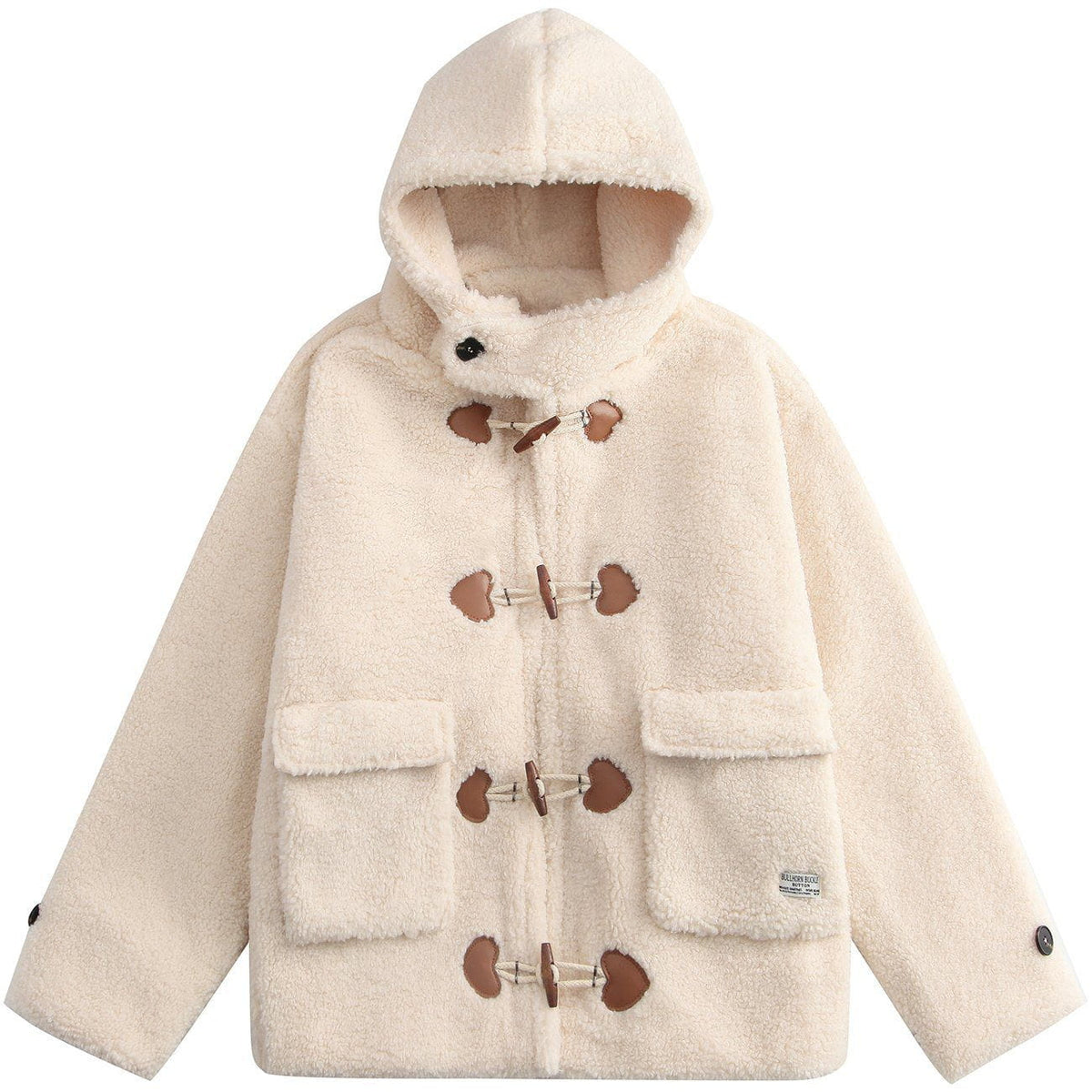 Love Button Hood Sherpa Winter Coat