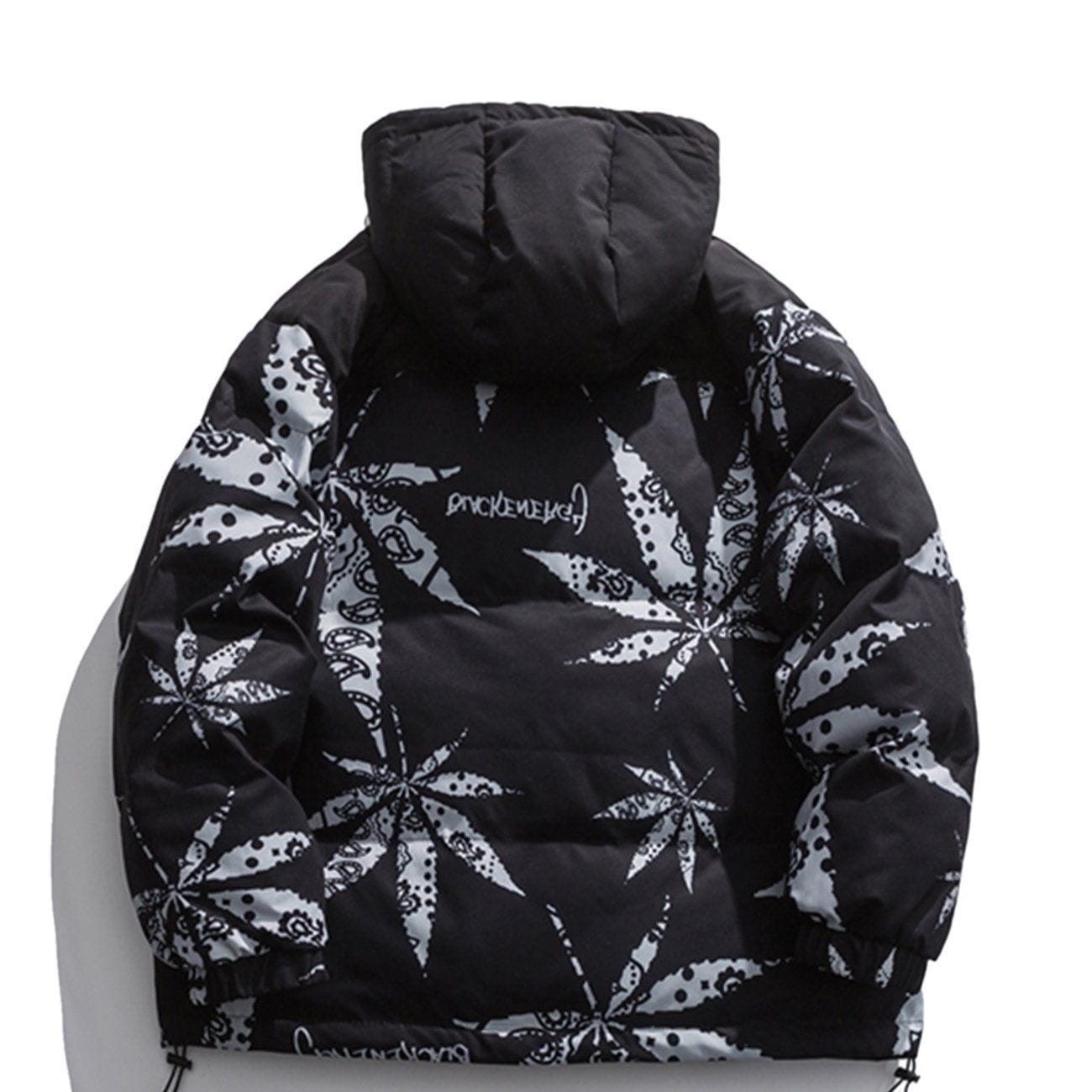 Maple Leaf Print Winter Coat