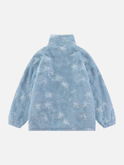 Mesh 3D Floral Plush Winter Coat