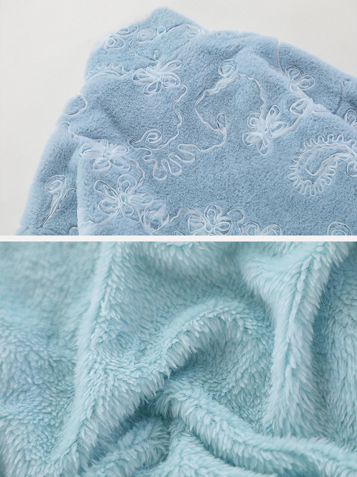 Mesh 3D Floral Plush Winter Coat