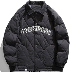 Monogram Embroidery Rhombus Winter Coat