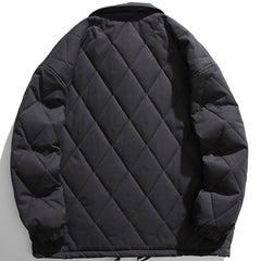 Monogram Embroidery Rhombus Winter Coat