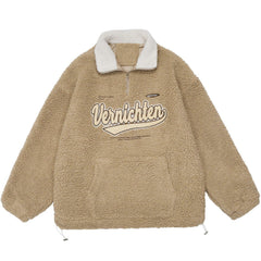 Monogram Embroidery Sherpa Winter Coat