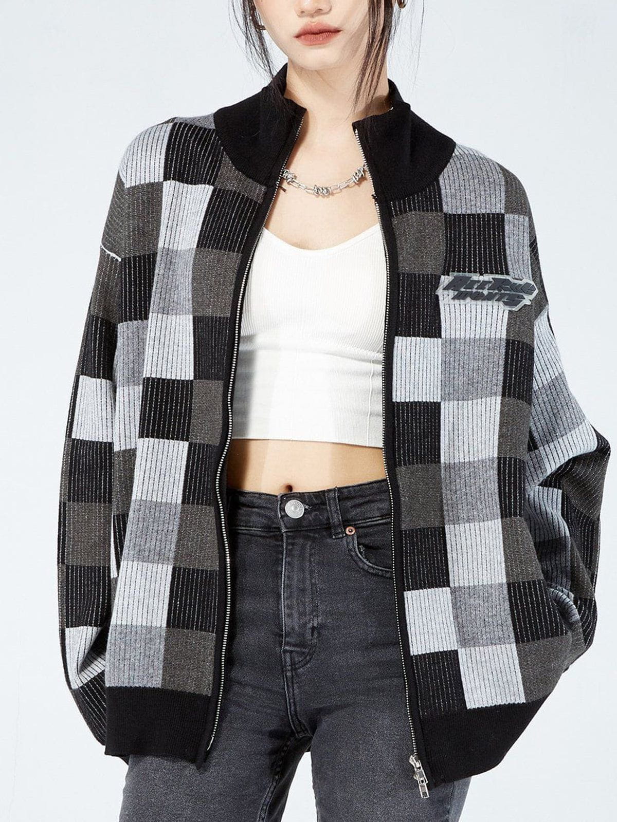 Mosaic Plaid Cardigan