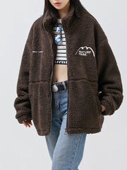 Mountain Embroidered Sherpa Coat