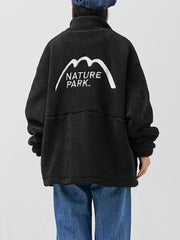 Mountain Embroidered Sherpa Coat