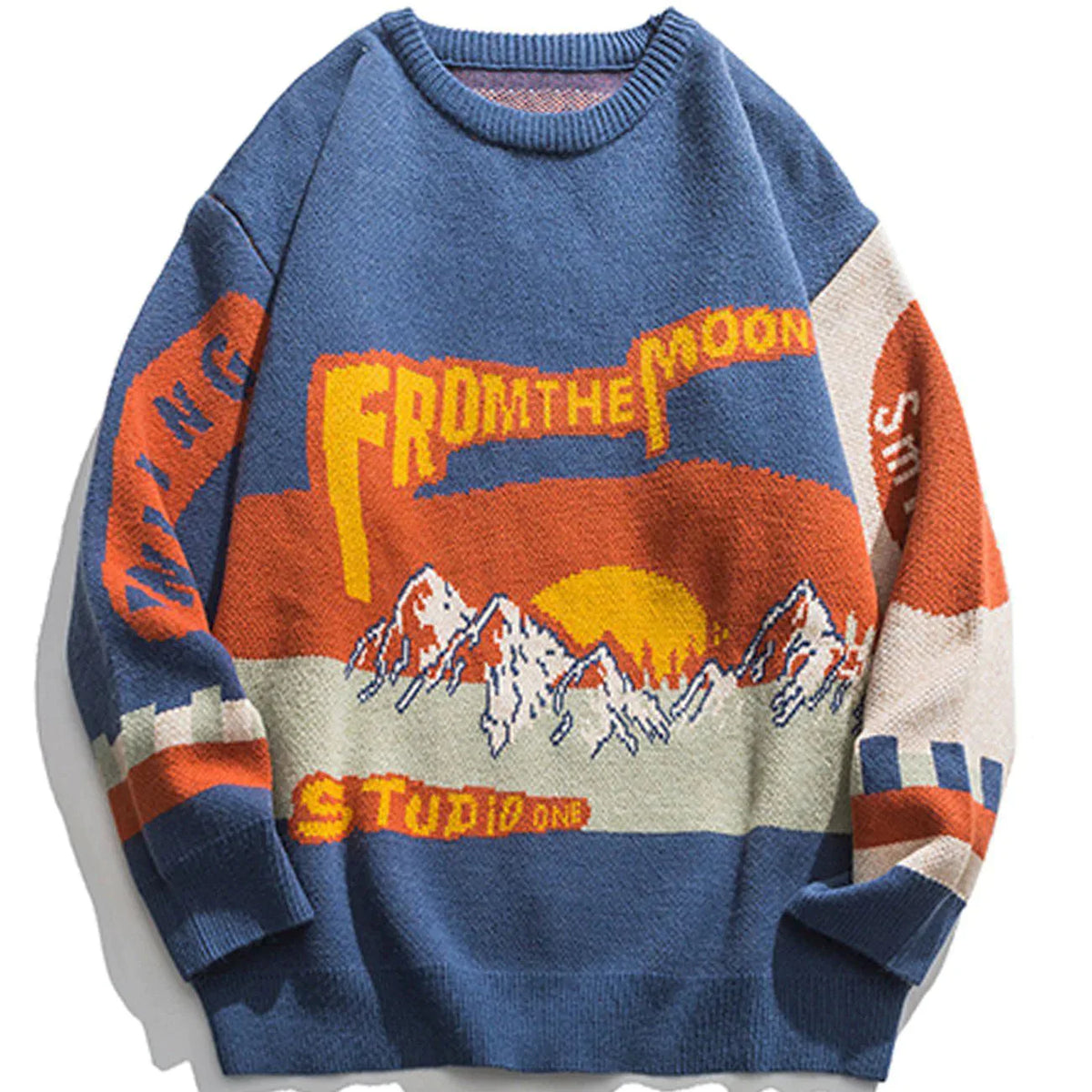 Mountain Pattern Contrast Knit Sweater