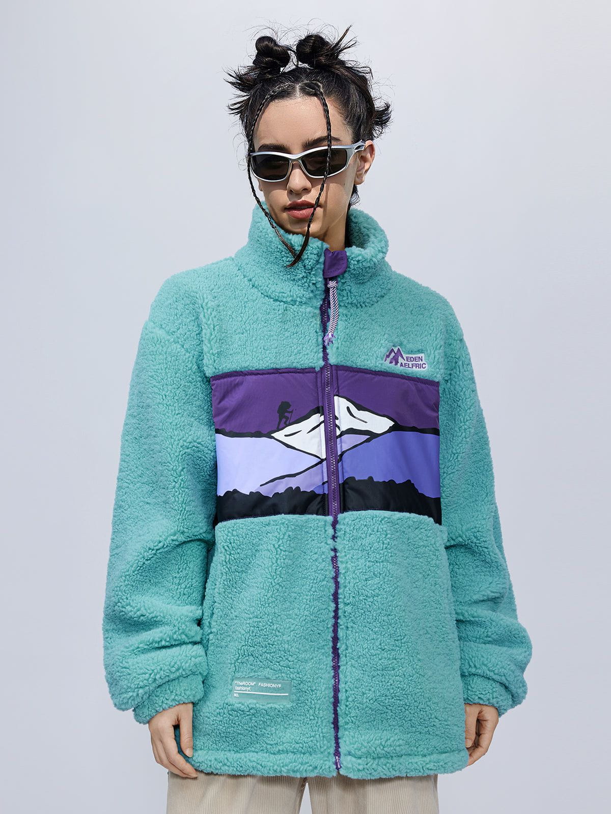 Mountains Patchwork Sherpa Coat