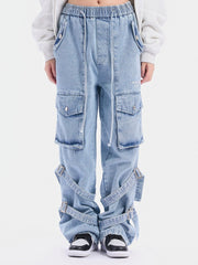 Multi Pocket Lace Up Jeans