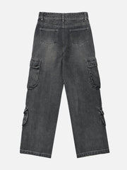 Multi-pocket Washed Design Jeans