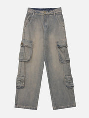 Multi-pocket Washed Design Jeans