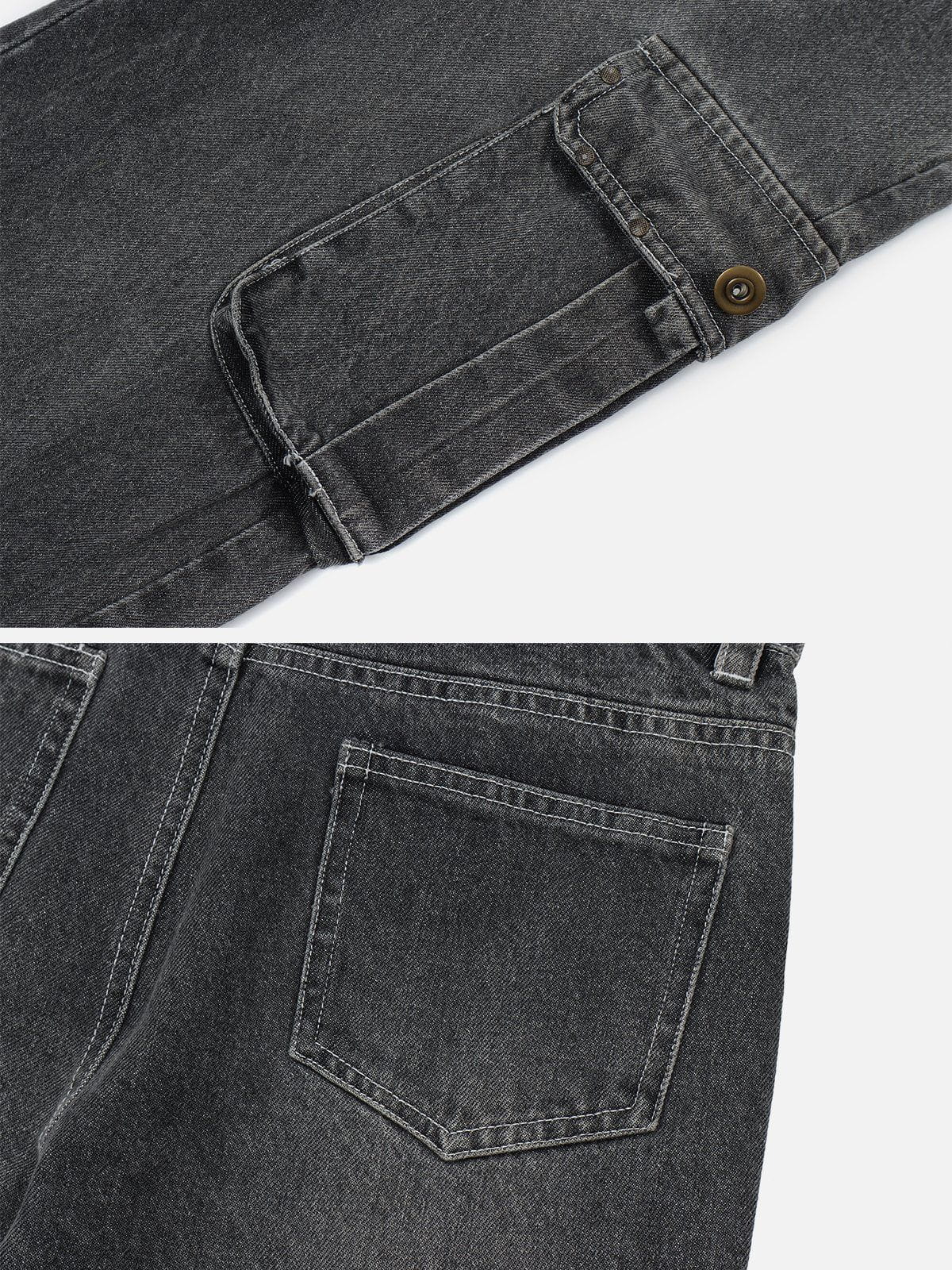 Multi-pocket Washed Design Jeans