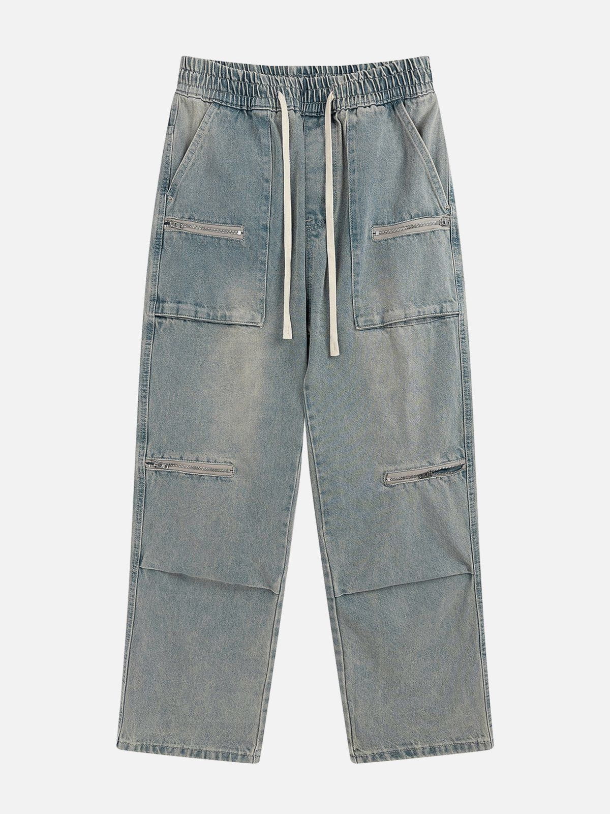 Multi Zip Up Folds Jeans