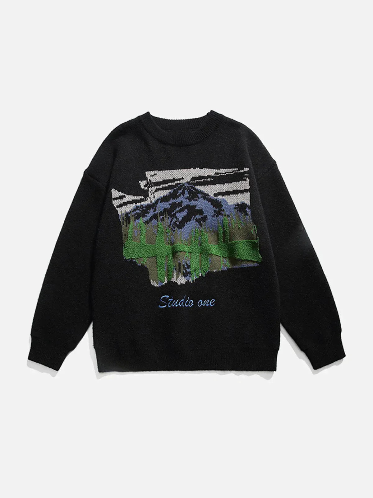 Oil Painting Mountain Sweater