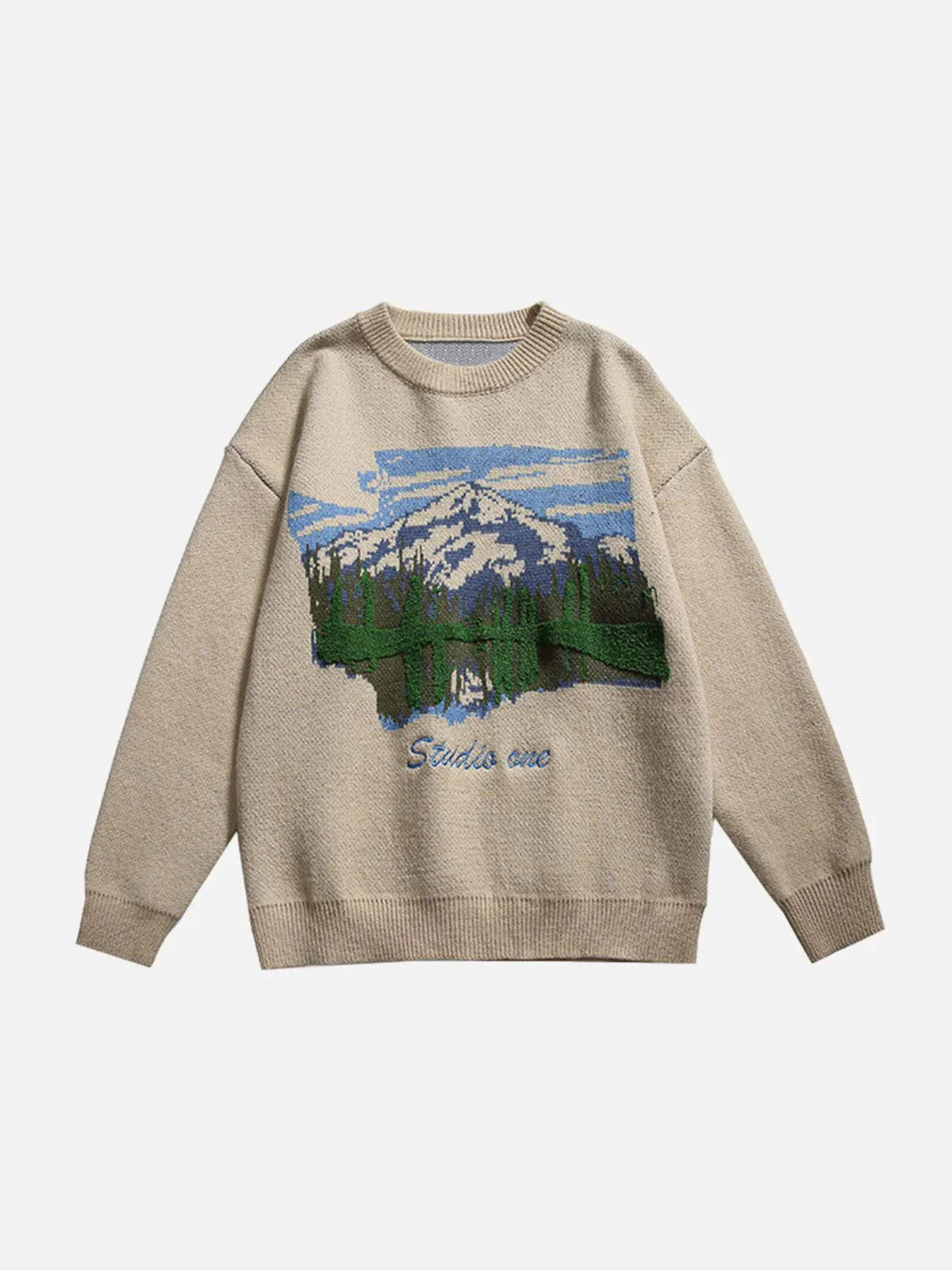 Oil Painting Mountain Sweater