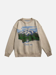 Oil Painting Mountain Sweater