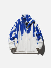 Paint Line Pattern Sherpa Coat