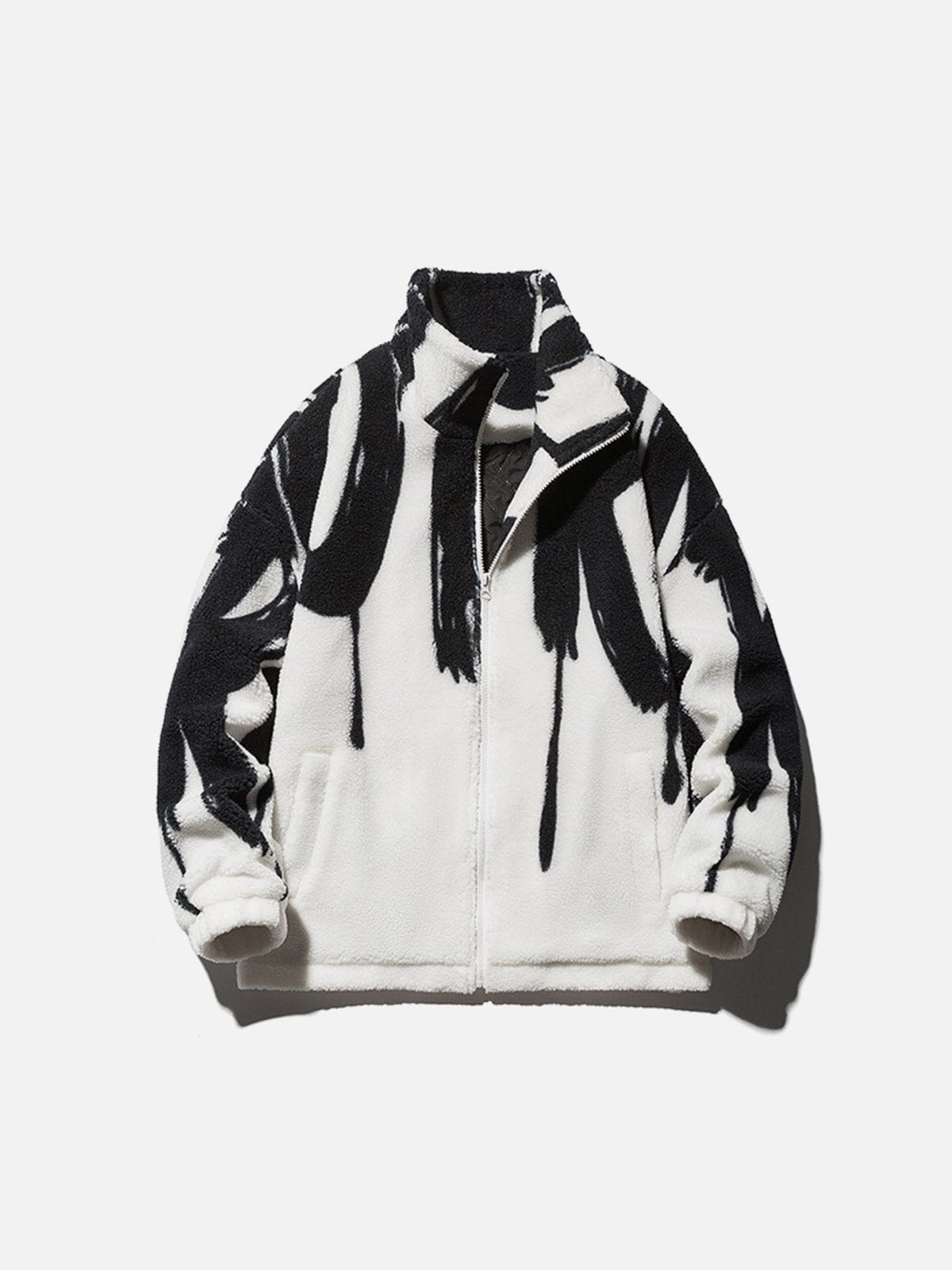 Paint Line Pattern Sherpa Coat