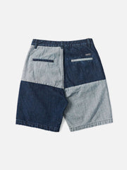 Paneled Contrast Denim Shorts