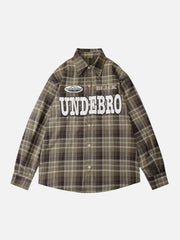 Patch Embroidered Plaid Long Sleeve Shirt