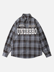 Patch Embroidered Plaid Long Sleeve Shirt