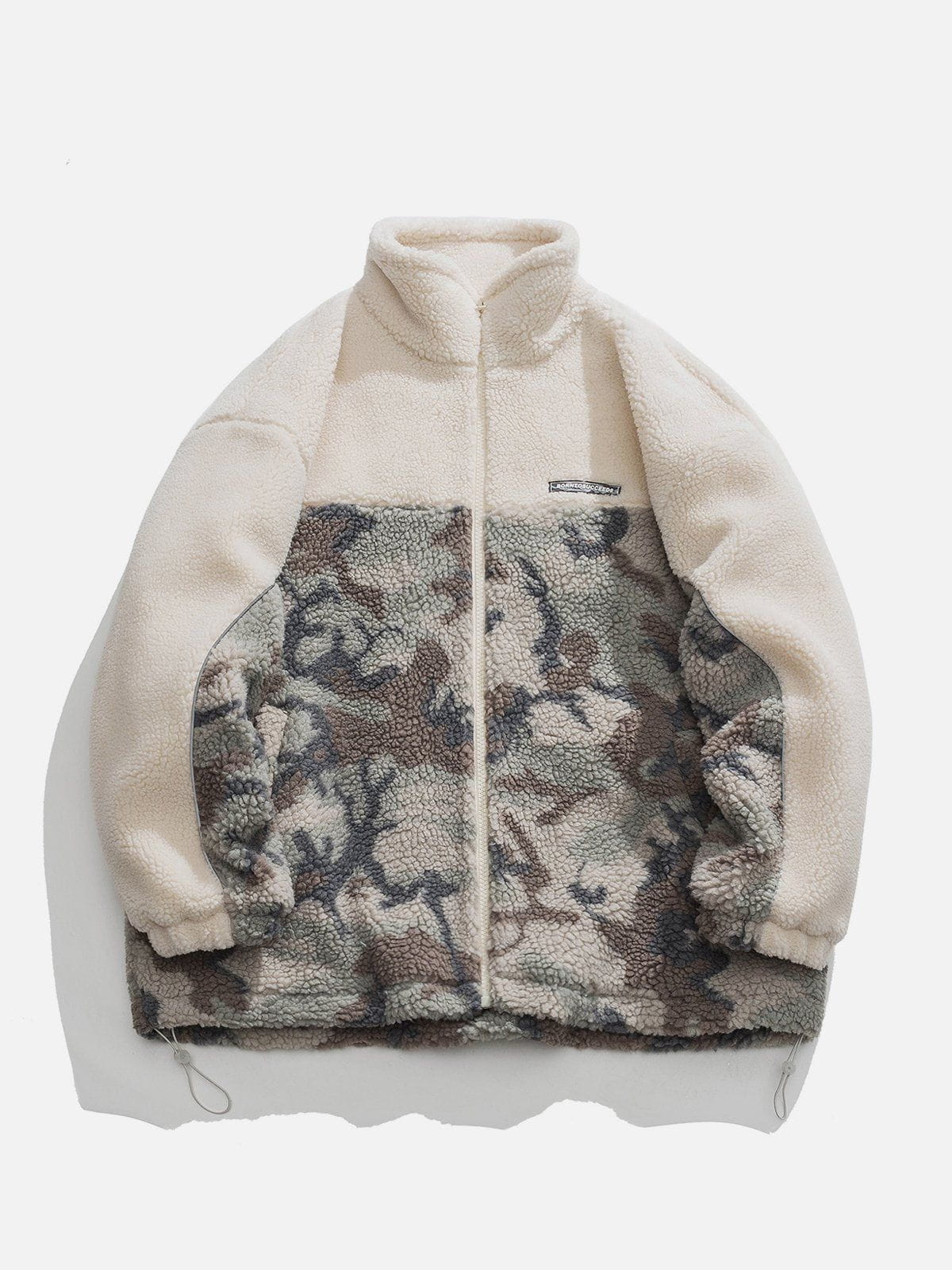 Patchwork Camouflage Sherpa Coat