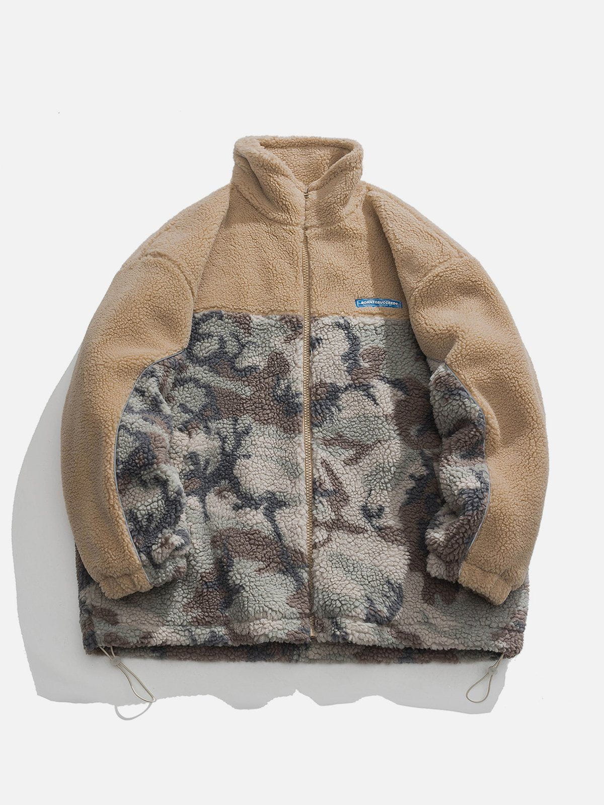 Patchwork Camouflage Sherpa Coat