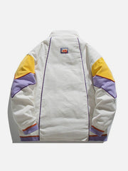 Patchwork-Kontrast-Wintermantel