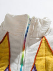 Patchwork-Kontrast-Wintermantel