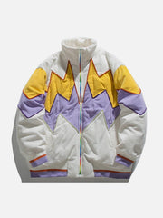 Patchwork-Kontrast-Wintermantel