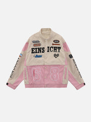 Abnehmbare Patchwork-Rennjacke 