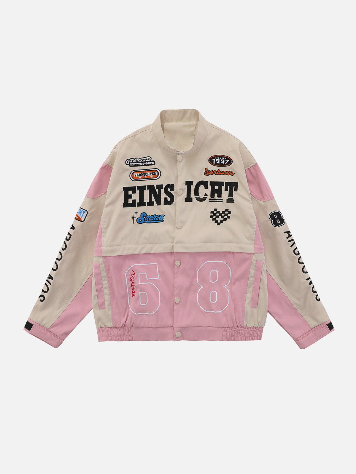 Abnehmbare Patchwork-Rennjacke 