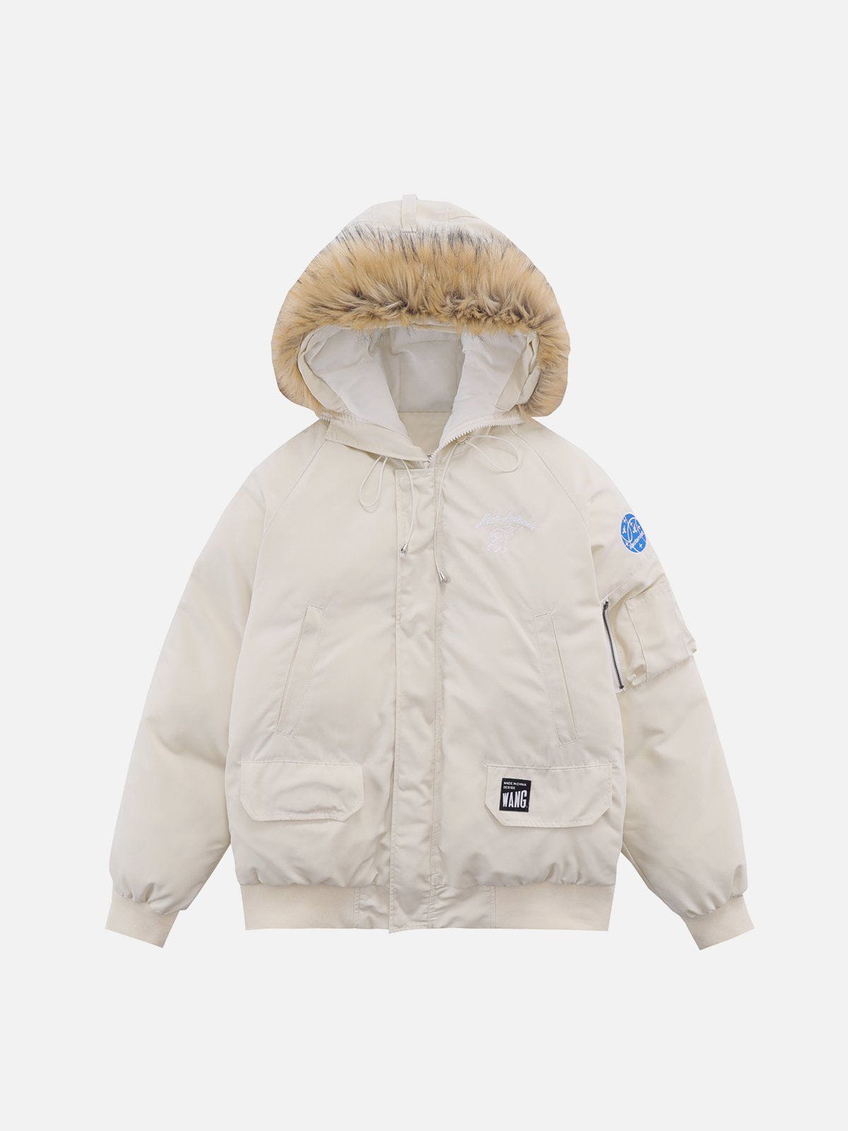 Patchwork Drawstring Winter Coat