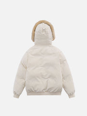 Patchwork Drawstring Winter Coat